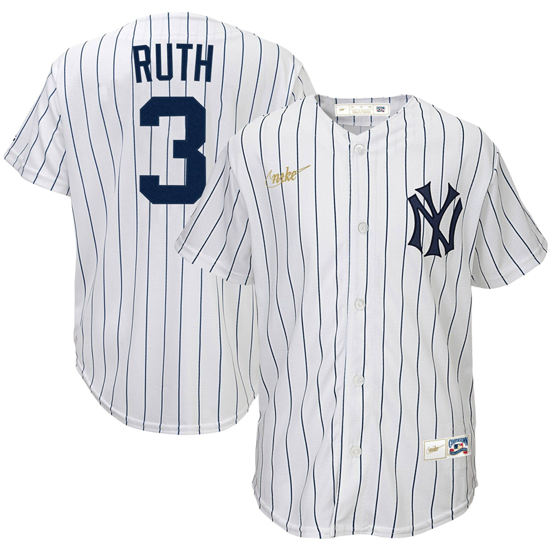 2020 MLB Youth New York Yankees 3 Babe Ruth Nike White Home Cooperstown Collection Player Jersey 1